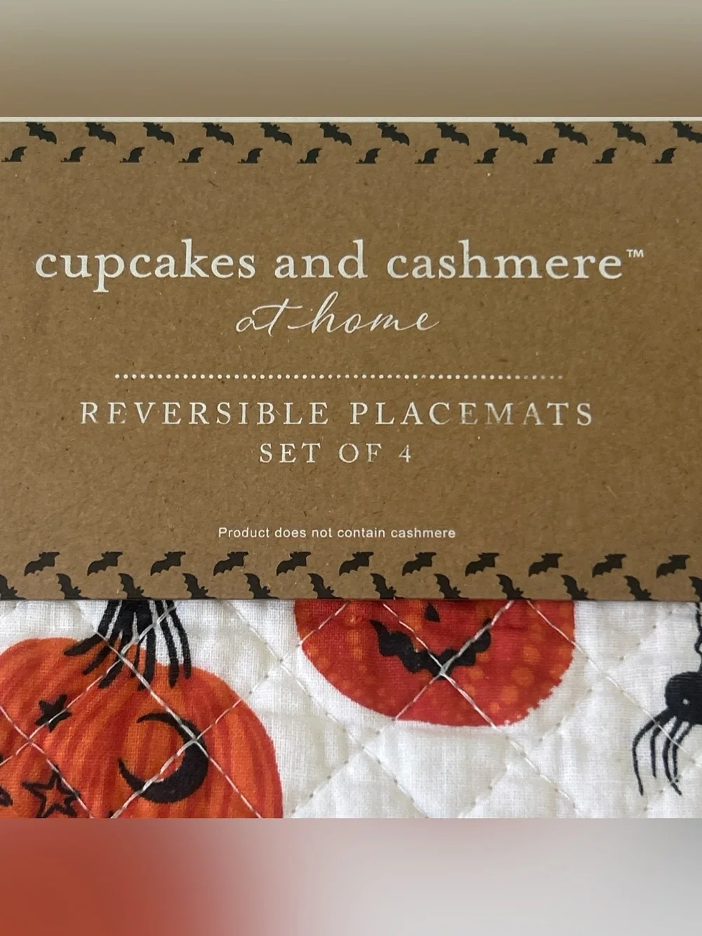 Cupcakes & Cashmere Orange Pumpkin Halloween Quilted Placemats Set of 4